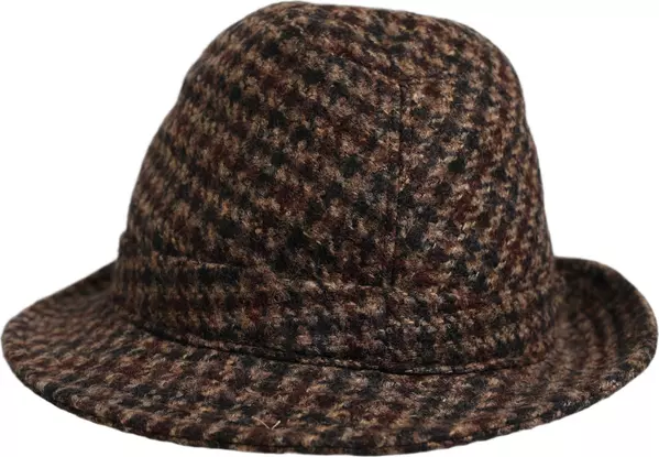 Brown Checkered Wool Tweed Fedora Capello Hats