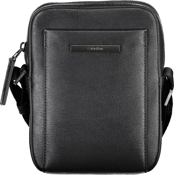 Black Polyurethane Men Shoulder Bag