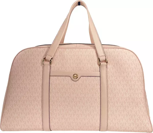 Michael Kors Travel Extra Large Powder Blush PVC Top Zip Weekender Luggage Bag