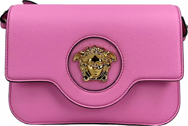 Versace La Medusa Pink Leather Shoulder Crossbody Bag Purse