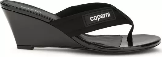 Black Polyamide Wedge Sandals
