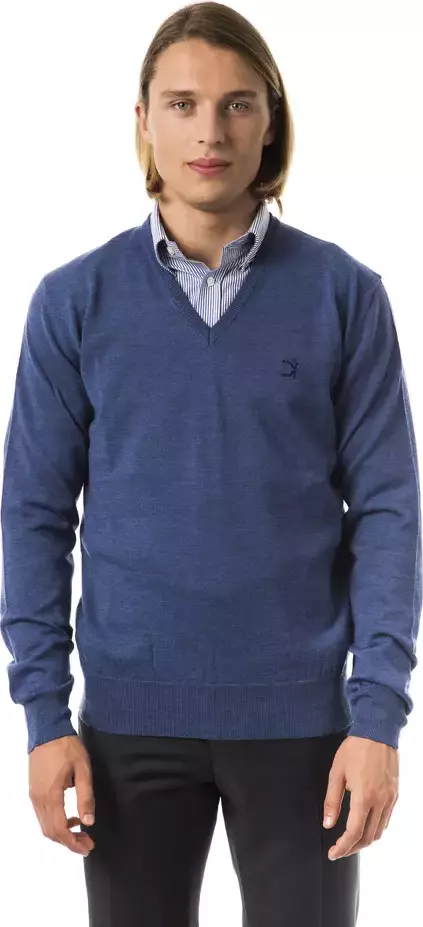 Blue Merino Wool Men's Sweater