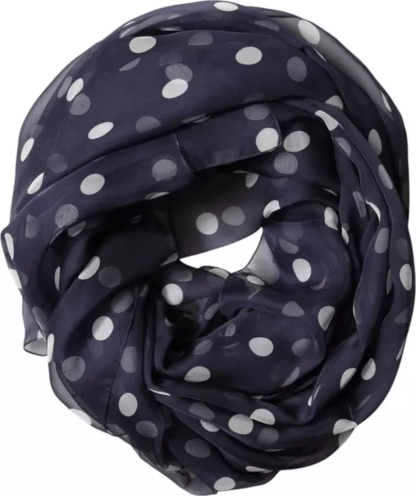 Blue Polka Dot Silk Neck Wrap Shawl 205cm x 132cm Scarf