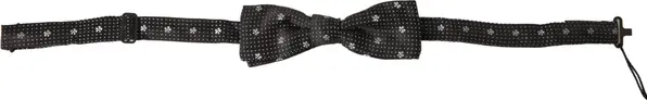 Dark Gray Patterned Silk Adjustable Men Neck Papillon Bow Tie