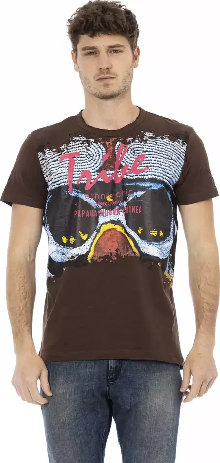 Brown Cotton Men T-Shirt