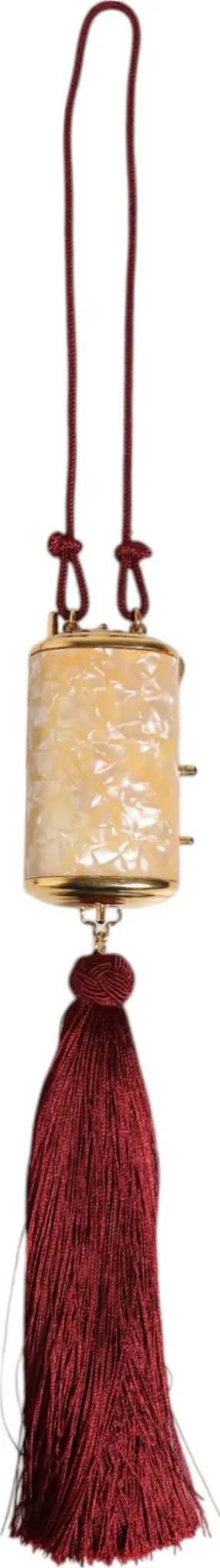 White Resin Gold Metal Crossbody Mini Purse Tassel Bag
