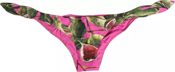 Fuchsia Pink Fig Print Beachwear Bikini Bottom