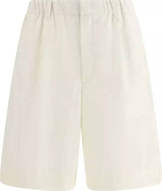 Beige Polyester Bermuda Shorts