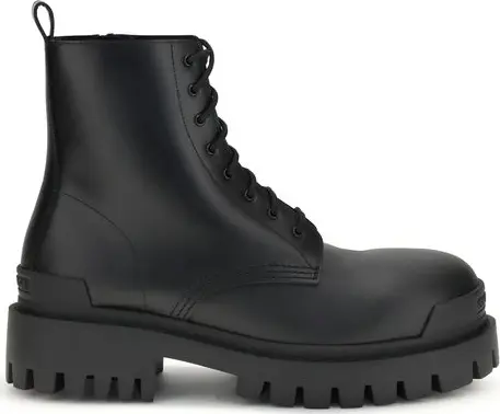 Black Calf Leather Bos Taurus Lace-Up Boots