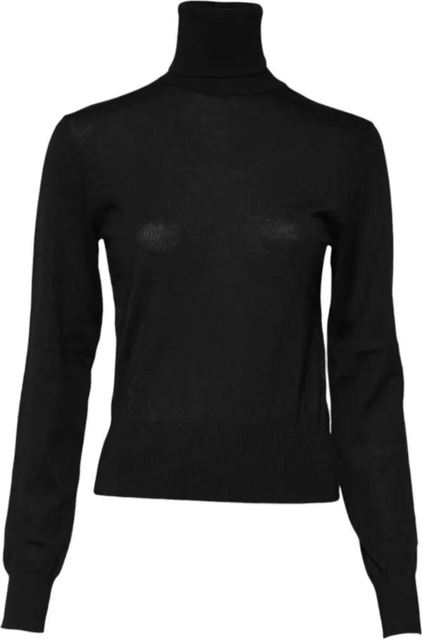 Black Cashmere Turtleneck Pullover Sweater