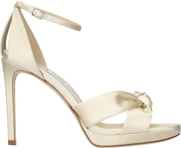 Beige Satin Platform Sandals