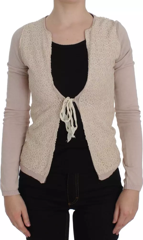 Pink Floral Lace Wrap Sweater