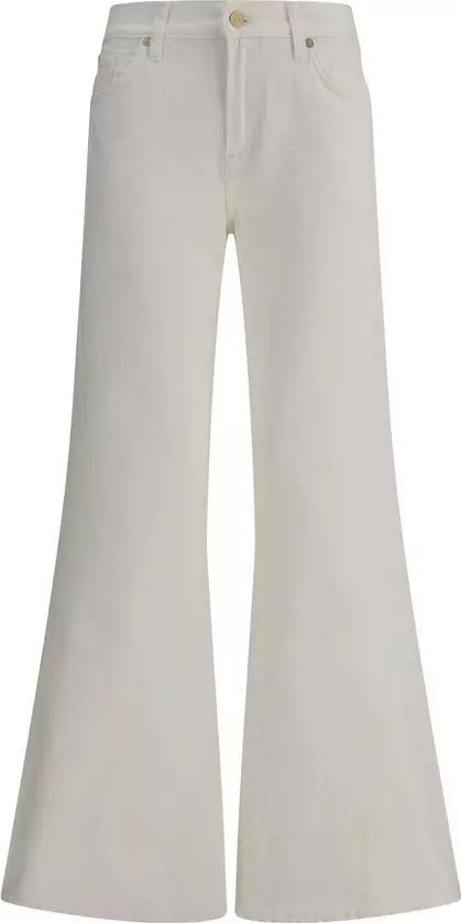 Beige Cotton Flared Jeans