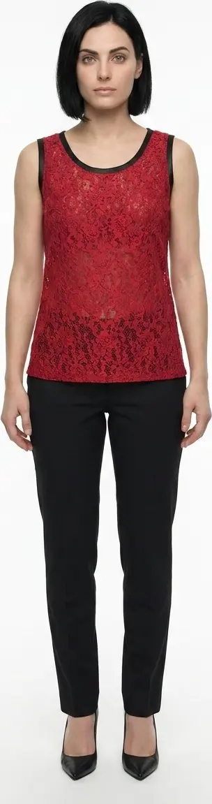 Red Acetate Sleeveles T-Shirt