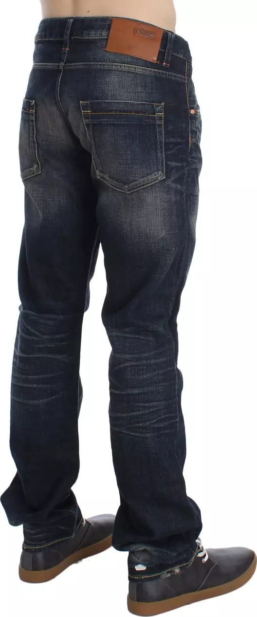 Blue Wash Straight Fit Low Waist Jeans
