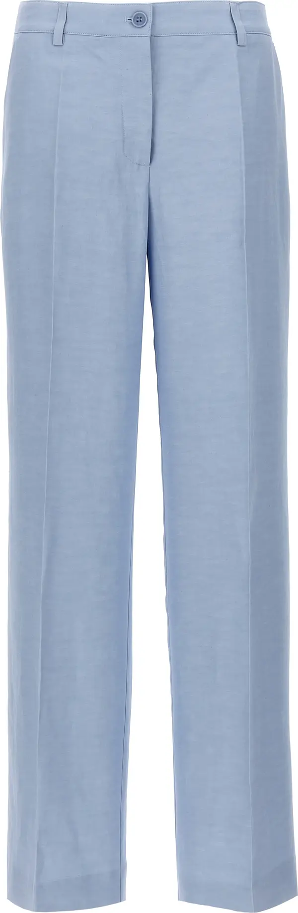 Blue Viscose Casual Pants