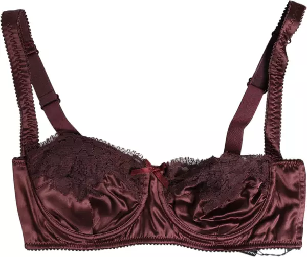 Burgundy Silk Underwired Balconette Bra Underwear