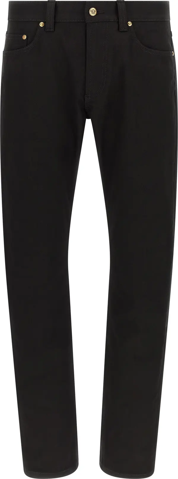 Black Cotton Straight-Leg Jeans