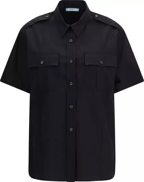 Black Cotton Shortsleeve Shirt