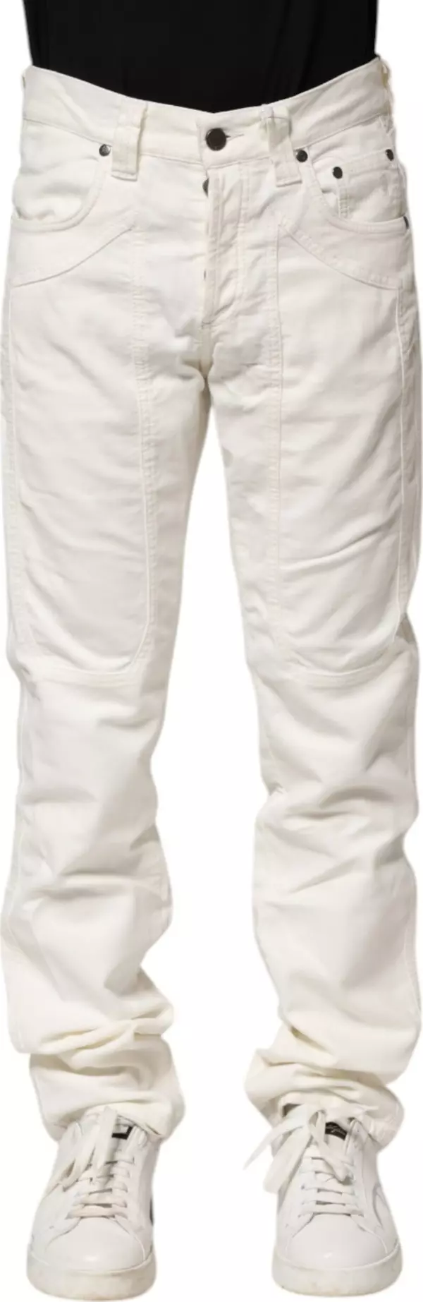 White Cotton Stretch Straight Fit Men Denim Jeans