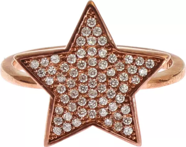 Womens Clear CZ Star 925 Silver Ring