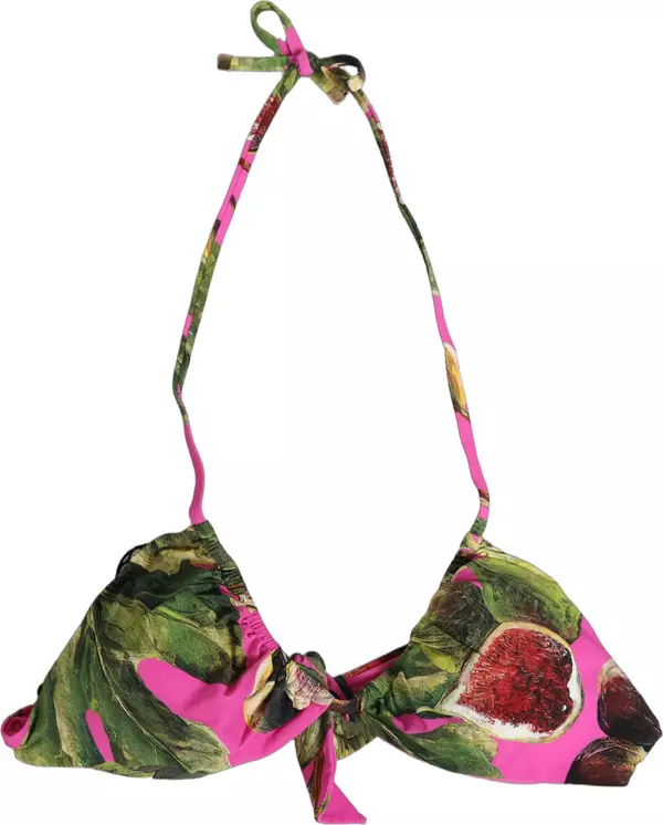 Fuchsia Pink Fig Print Beachwear Bikini Top