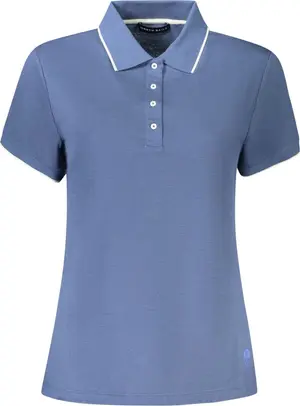 Blue Cotton Women Polo Shirt