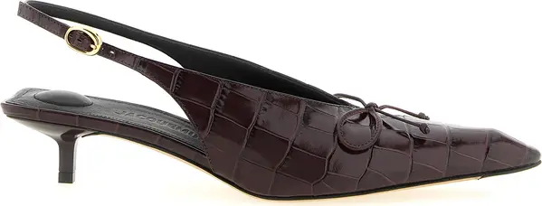 Bordeaux Calfskin Mid Heel Pumps