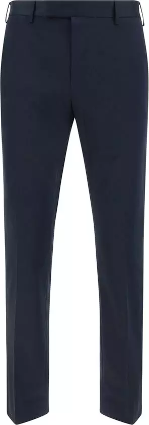 Blue Cotton Casual Pants
