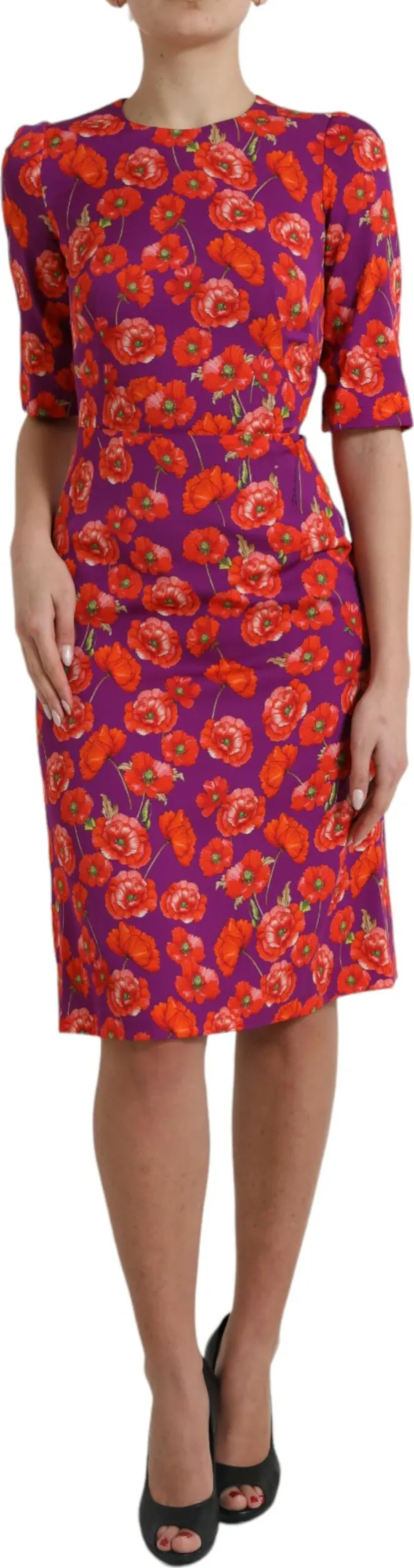 Multicolor Floral Poppy Print Sheath Dress