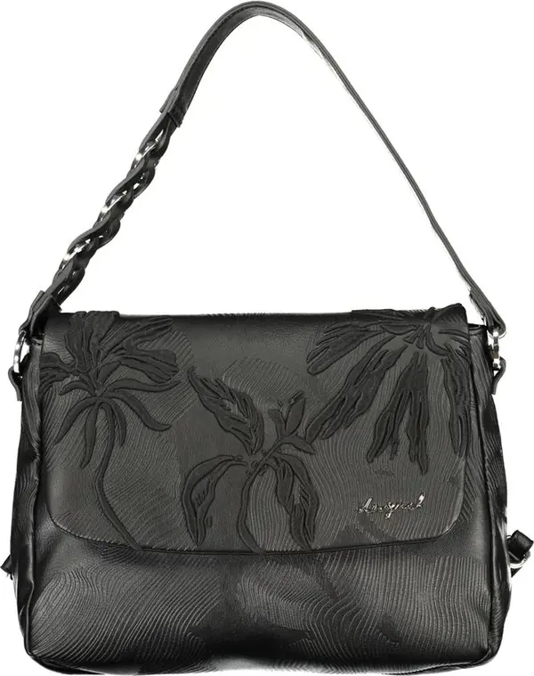 Black Polyurethane Women Backpack