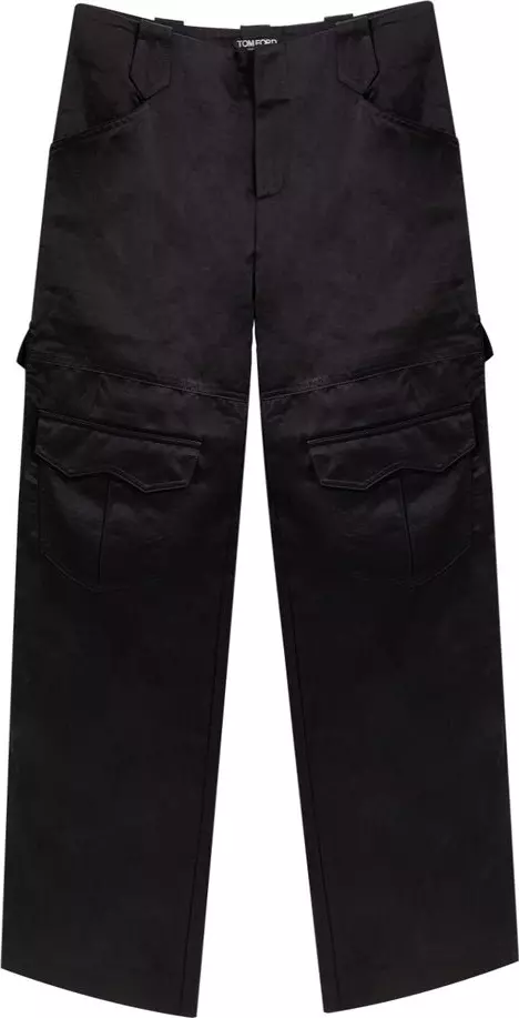 Black Viscose Cargo Pants