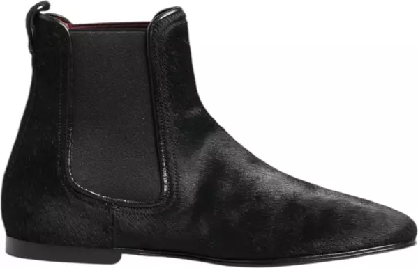 Black Leather Fur Men CHELSEA Boots Shoes