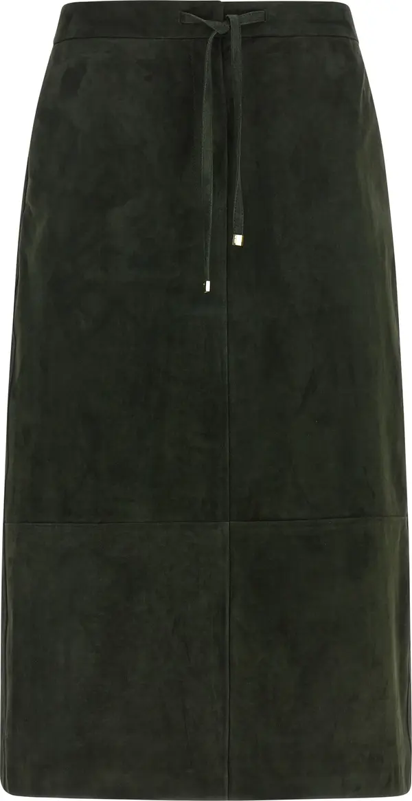 Bicolor Lamb Leather Midi Skirt