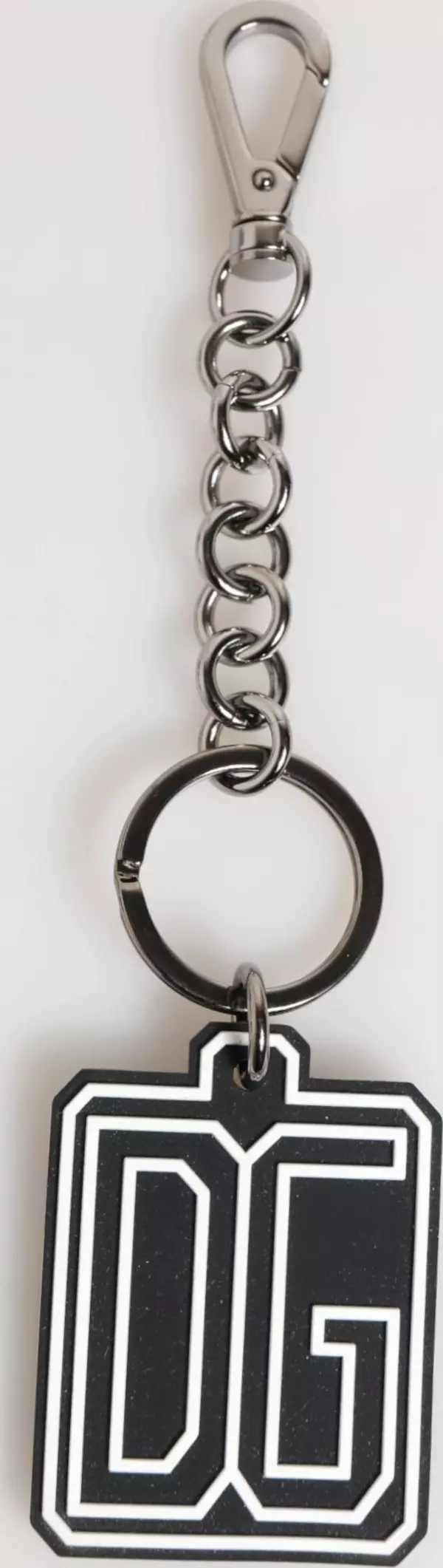 Black White DG Rubber Logo Silver Men Keychain Keyring