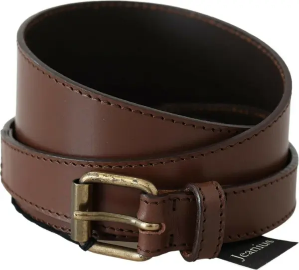 Brown Genuine Leather Rustic Metal Buckle Belt