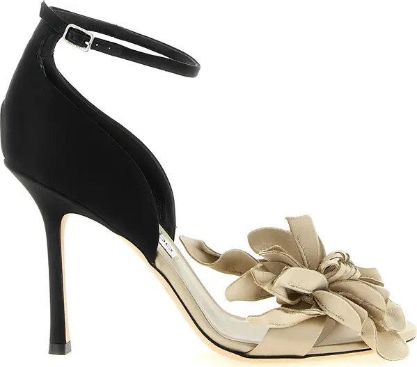 Multicolor Tencel Stiletto Heel Sandals