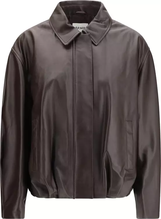 Brown Leather Bomber