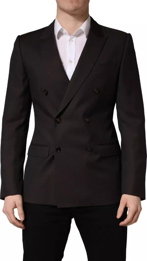 Dark Violet Wool Double Breasted Suit Jacket