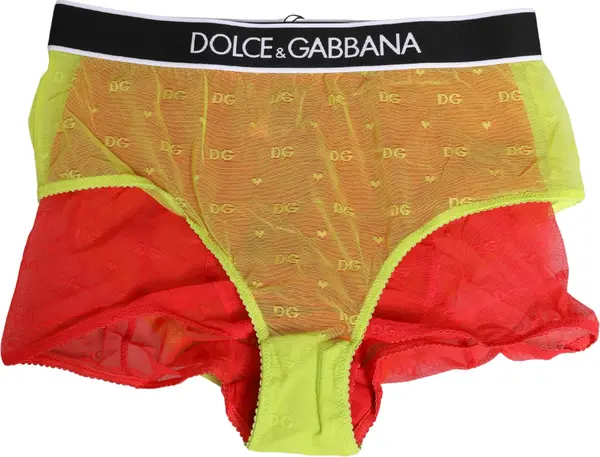 Red Yellow Tulle Mid Waist Panty Girdle Underwear
