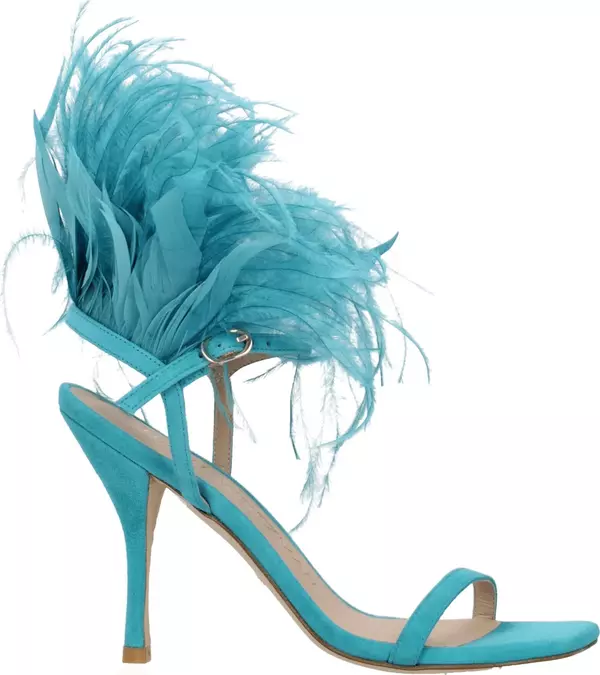 Green Leather Stiletto Heel Sandals