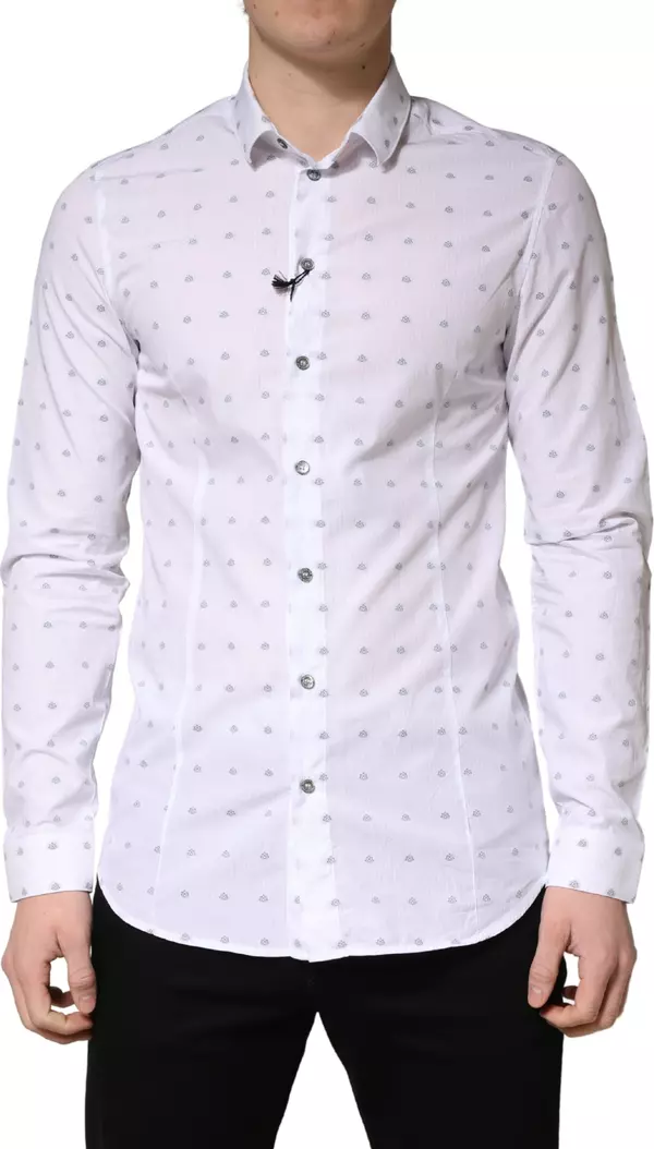 White Cotton Slim Fit Collared Men Dress Shirt