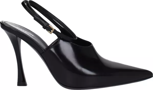 Black Leather High Heel Pumps