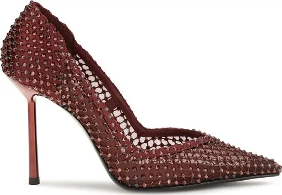 Red Satin High Heel Pumps