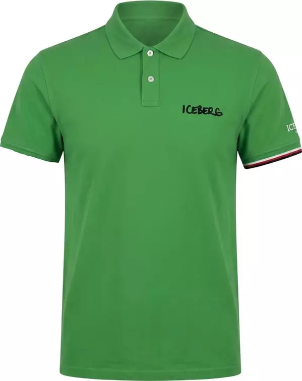 Green Cotton Men Polo Shirt