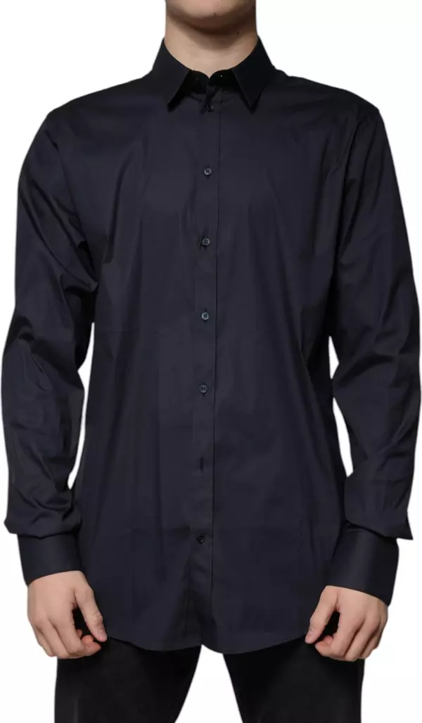 Black Cotton Blend Formal GOLD Dress Shirt