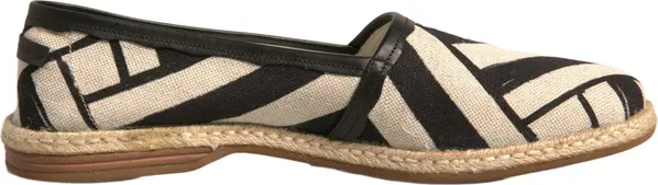 Black White Stripes Slip On Espadrille Shoes