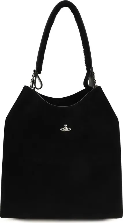 Black Suede Leather Shoulder Bag