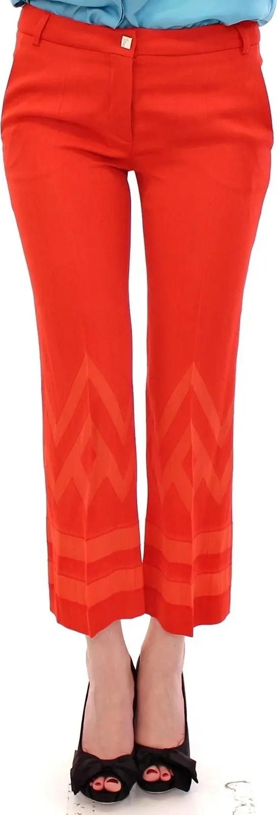 Red Pants Cropped 3/4 Short Nude Capri Pants