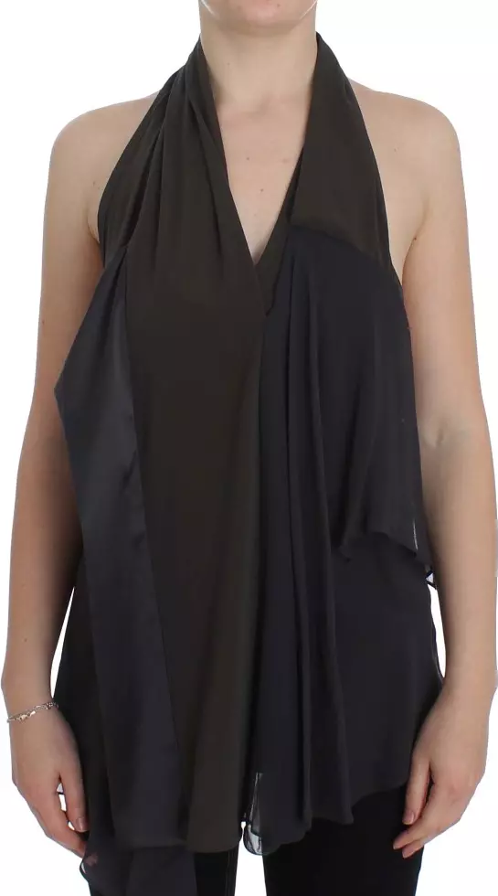 Gray Blue Stretch Blouse Top